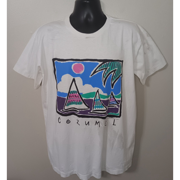 bye bye Other - Vintage 80s Cozumel Adult XL T-shirt Single Stitch Tee 1989 Bye-Bye Distressed